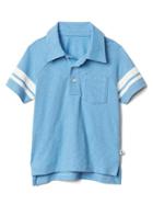 Gap Stripe Sleeve Slub Polo - Oasis Blue