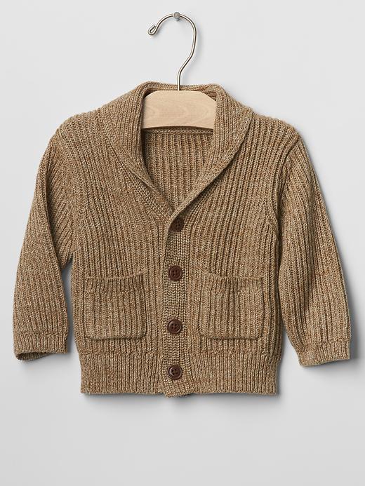 Gap Ribbed Shawlneck Cardigan - Heather Brown
