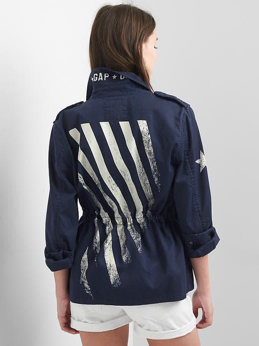 Gap Women Logo Stripe Utility Jacket - True Indigo