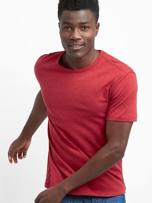 Gap Men Essential Short Sleeve Crew T Shirt - Red Heather