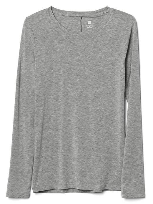 Gap Women Maximum Heat Long Sleeve Crew Tee - Light Heather Grey