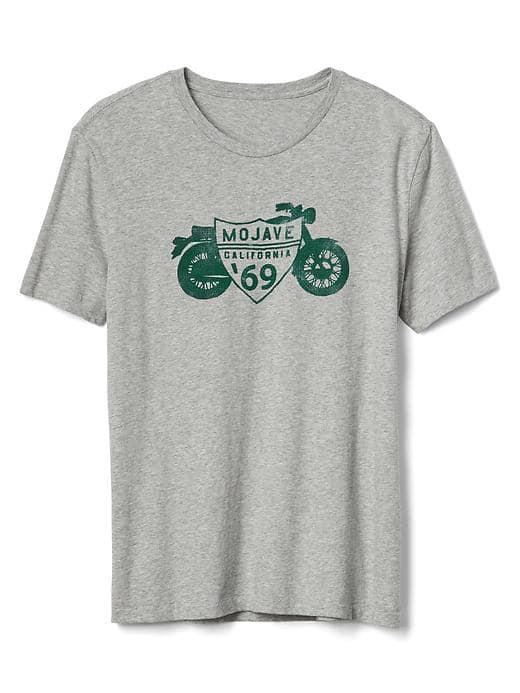 Gap Men Mohave Motorcycle Crewneck Tee - New Heather Grey
