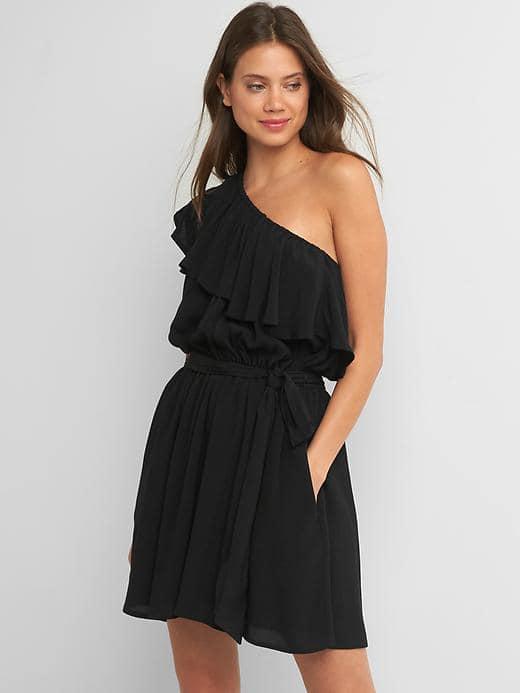 Gap Women One Shoulder Tie Dress - True Black