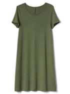 Gap Women Supersoft Knit Short Sleeve T Shirt Dress - Jungle Green