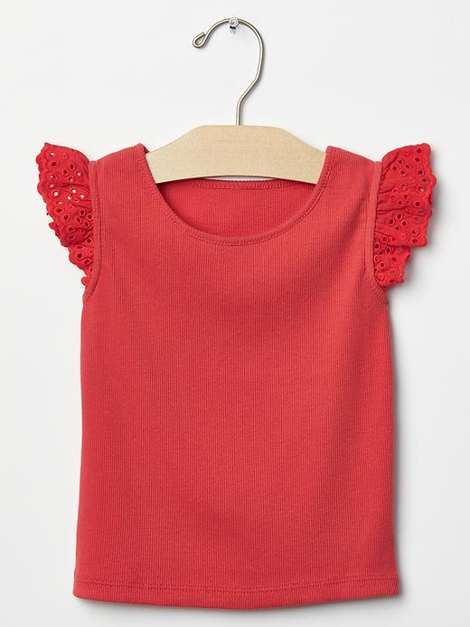Gap Eyelet Lace Flutter Tee - Red