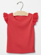 Gap Eyelet Lace Flutter Tee - Red