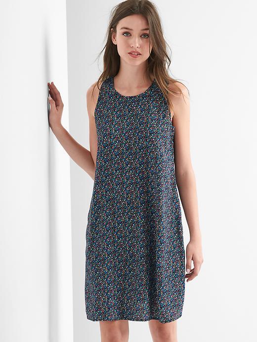 Gap Tie Back Tank Swing Dress - Black Print