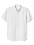 Gap Women Seersucker Short Sleeve Shirt - White