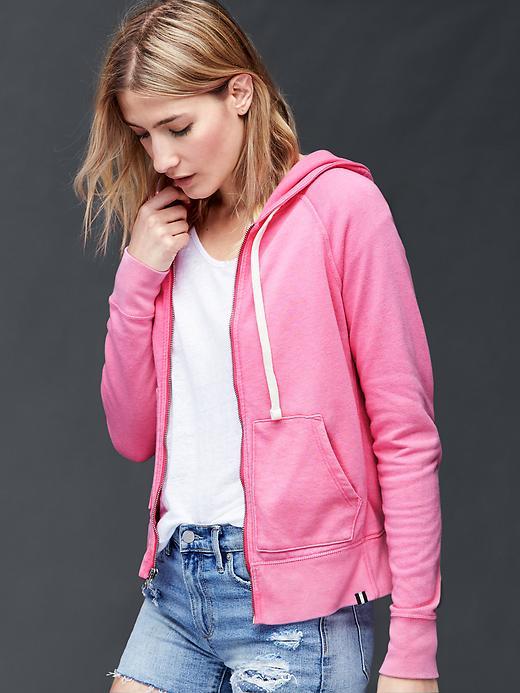 Gap Women Sun Wash Essential Zip Hoodie - Palm Springs Pink