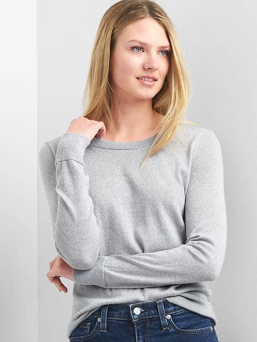 Gap Women Merino Wool Crewneck Pullover - Light Heather Grey