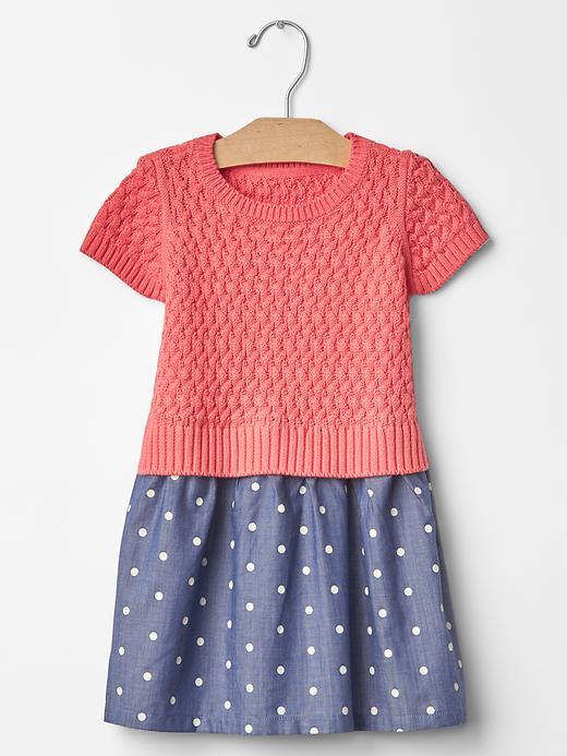 Gap Polka Dot Mix Fabric Dress - Pink Reef 2