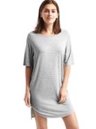 Gap Women Pure Body Essentials T Shirt Dress - Gray Stripe