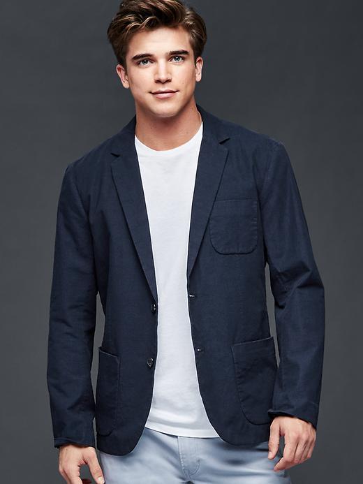 Gap Men Cotton Slub Blazer - Deep True Navy