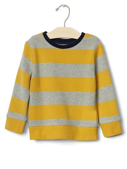 Gap Stripe Ribbed Crew Pullover - Yellow