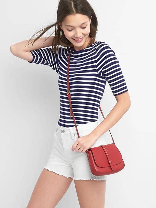 Gap Women Stripe Modern Boatneck Tee - Dark Night