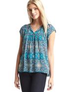 Gap Paisley Flutter Sleeve Blouse - Teal Floral