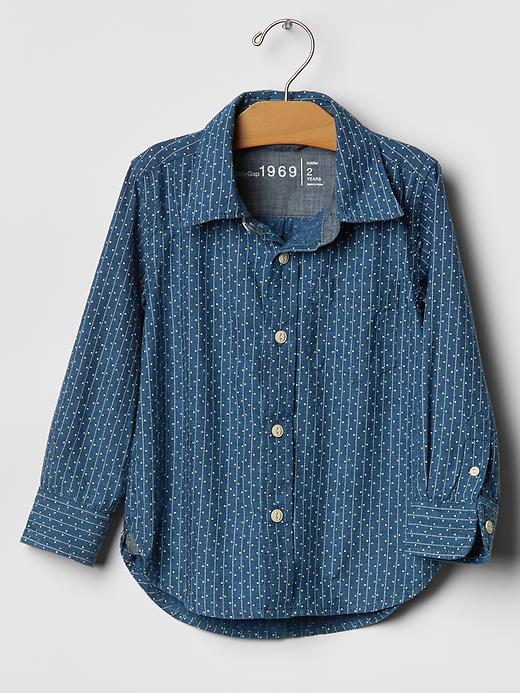 Gap Indigo Dot Stripe Chambray Shirt - Medium Indigo