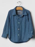 Gap Indigo Dot Stripe Chambray Shirt - Medium Indigo