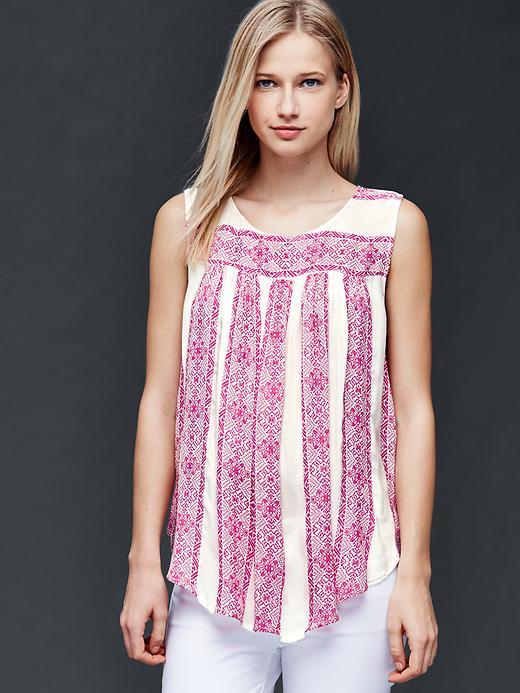 Gap Women Jacquard Tank - Pink Stripe
