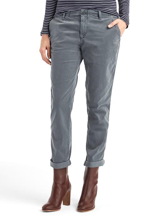 Gap Women Twill Stripe Girlfriend Chino - Washed Black