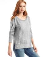 Gap Women Drop Sleeve Stripe Pullover Sweater - Heather Grey