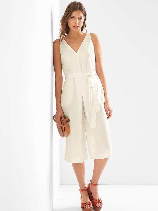 Gap Women Sleeveless Tencel Culotte Jumpsuit - Snow Cap