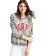 Gap Women Textured Logo Pullover Sweatshirt - Grey Stripe