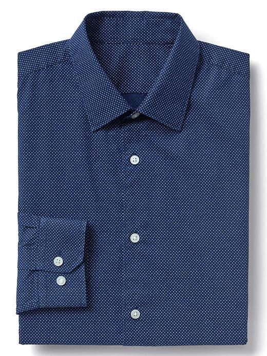 Gap Men Stretch Poplin Dot Print Slim Fit Shirt - Elysian Blue