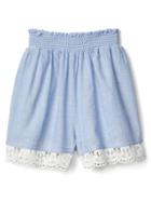 Gap Crochet Trim Pull On Shorts - Light Blue