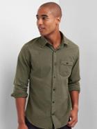 Gap Men Oxford Garment Dye Standard Fit Shirt - Black Moss