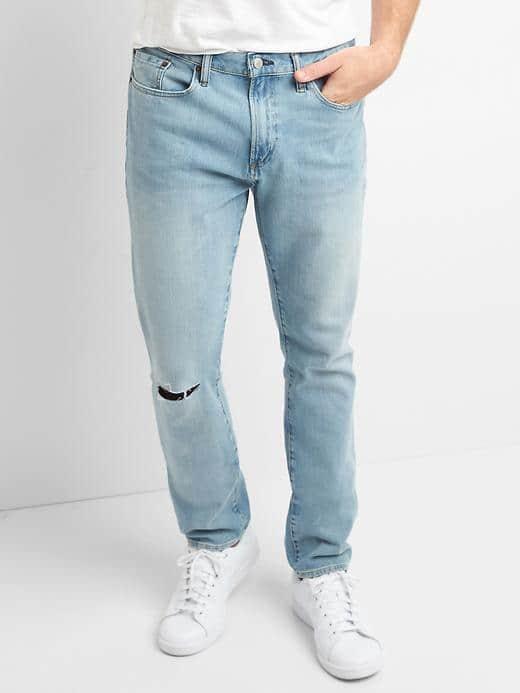 Gap Men Skinny Fit Destructed Jeans Stretch - Light Stone