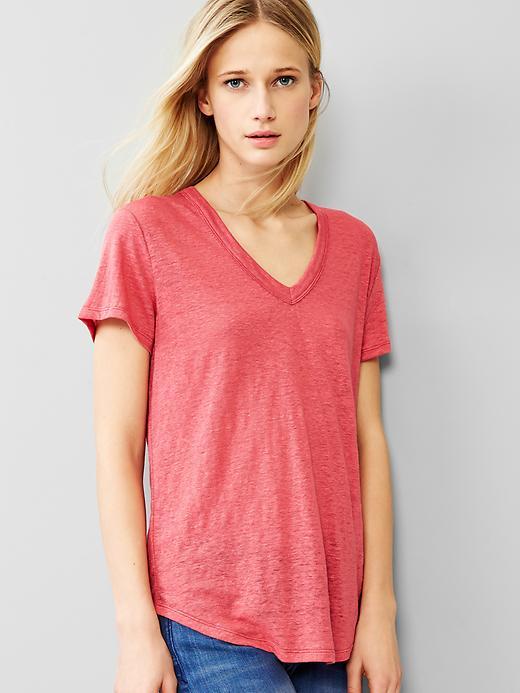 Gap V Neck Linen Tee - Autumn Rose