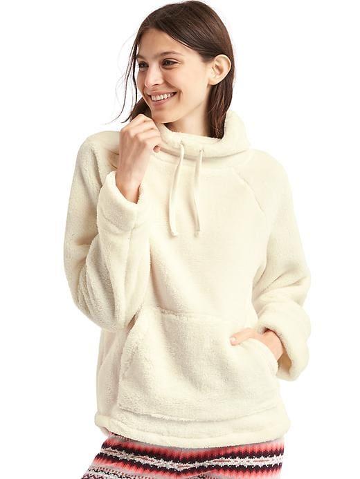 Gap Women Sherpa Funnel Neck Pullover - Snow Cap