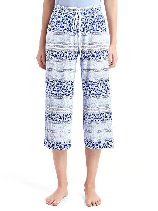 Gap Women Mix And Match Print Crop Sleep Pants - Urban Border Print Blue