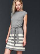 Gap Women Tie Stripe Dress - Heather Grey