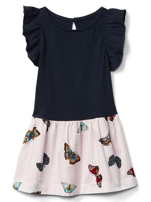 Gap Double Layer Flutter Keyhole Dress - Blue Galaxy