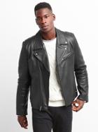 Gap Men Leather Biker Jacket - True Black