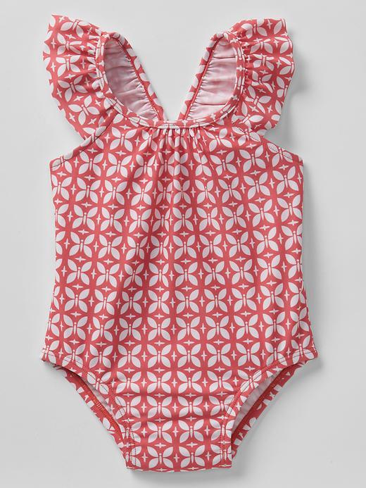 Gap Geometric Flutter Swim One Piece - Coral Print