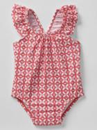 Gap Geometric Flutter Swim One Piece - Coral Print