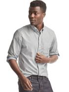 Gap Men True Wash Poplin Clip Dot Standard Fit Shirt - Trek Grey