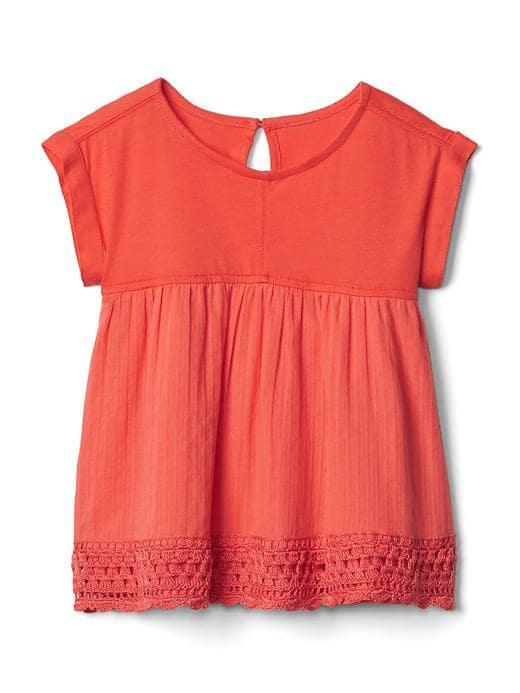 Gap Crochet Trim Double Layer Top - Fire Coral