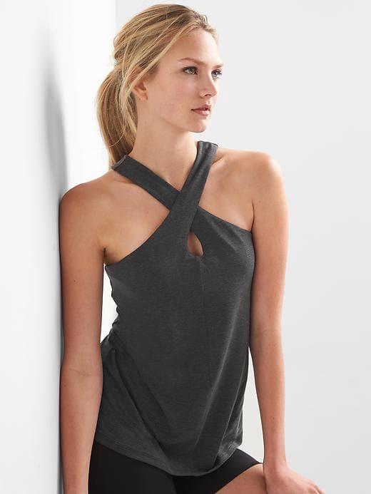 Gap Gapfit Breathe Keyhole Shelf Tank - Charcoal Gray
