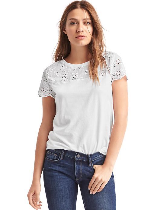 Gap Pretty Eyelet Yoke Top - White