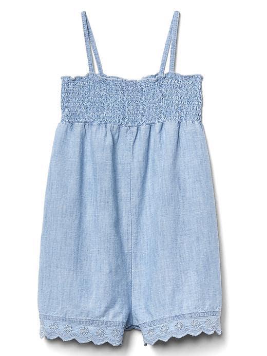 Gap Embroidery Chambray Smock Romper - Light Wash