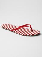 Gap Leather Flip Flops - Red Stripe
