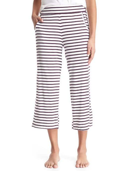 Gap Women Pure Body Modal Wide Leg Crop Pants - Mariners Stripe Plum