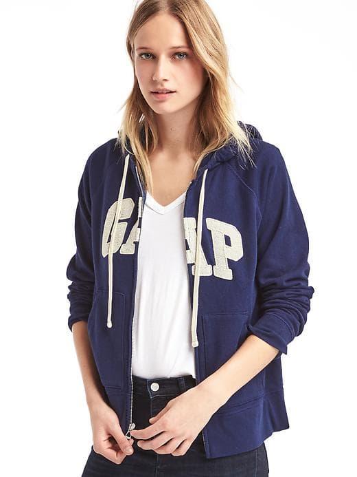 Gap Women French Terry Logo Zip Hoodie - Dark Night
