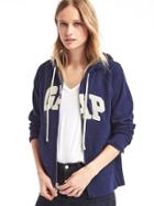 Gap Women French Terry Logo Zip Hoodie - Dark Night