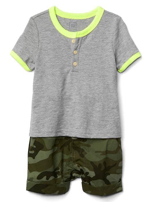 Gap Print Double Layer Shorty One Piece - Grey Heather