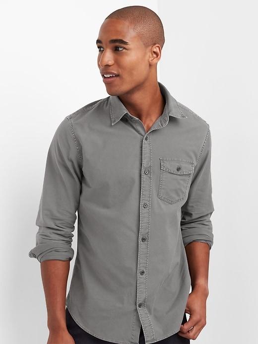 Gap Oxford Garment Dye Standard Fit Shirt - Soft Black
